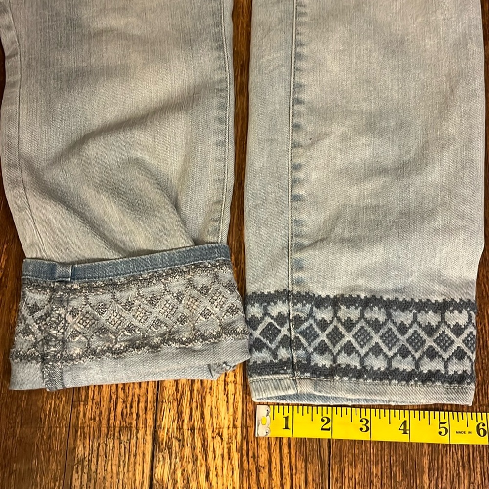 NYDJ Ami Skinny Ankle jeans embroidered light wash stretch 12 whimsy - Picture 10 of 15